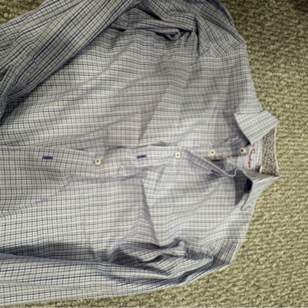 Robert Graham Blue and White Checkered Shirt
